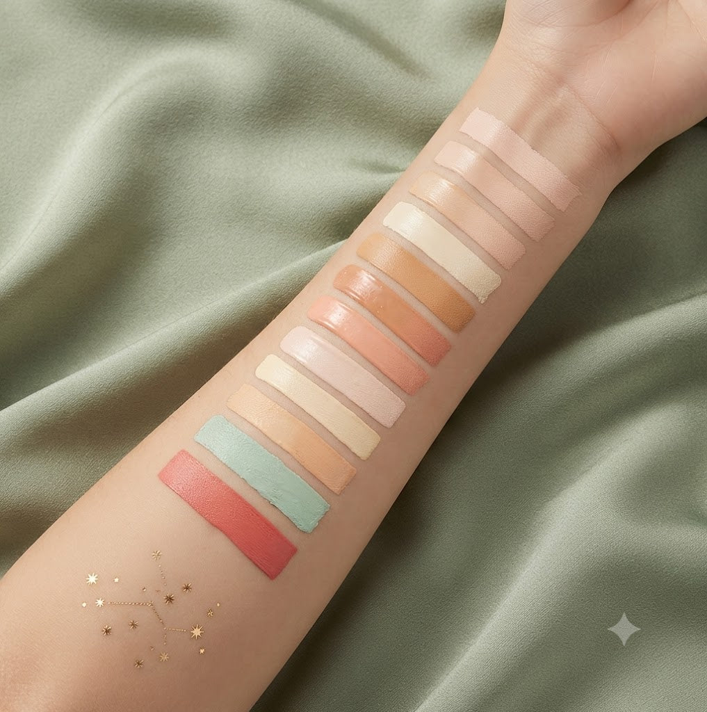 6-in-1 Waterproof Concealer Palette, Buildable Heavy Coverage Matte Cream Foundation, Hydrating Travel Compact Concealer for Dark Circles Blemishes and Skin Marks, Fit for All Skin Types