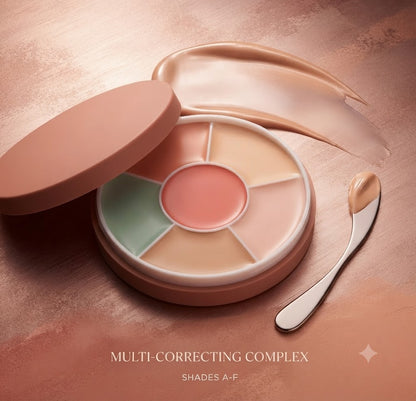 6-in-1 Waterproof Concealer Palette, Buildable Heavy Coverage Matte Cream Foundation, Hydrating Travel Compact Concealer for Dark Circles Blemishes and Skin Marks, Fit for All Skin Types
