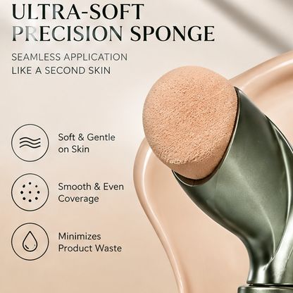 AURA GLOW PRECISION FOUNDATION WAND – Ergonomic Liquid Foundation & Applicator Set, Seamless Second-Skin Coverage, Luminous Dewy Finish for All Skin Types