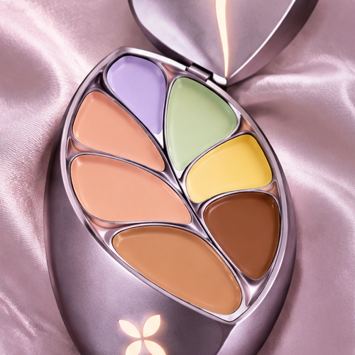 AURA SPECTRUM 6-SHADE CORRECTING PALETTE & BRUSH SET – Professional Color-Correcting & Contouring Kit, Neutralizes Redness, Dark Circles & Dullness for a Flawless Canvas