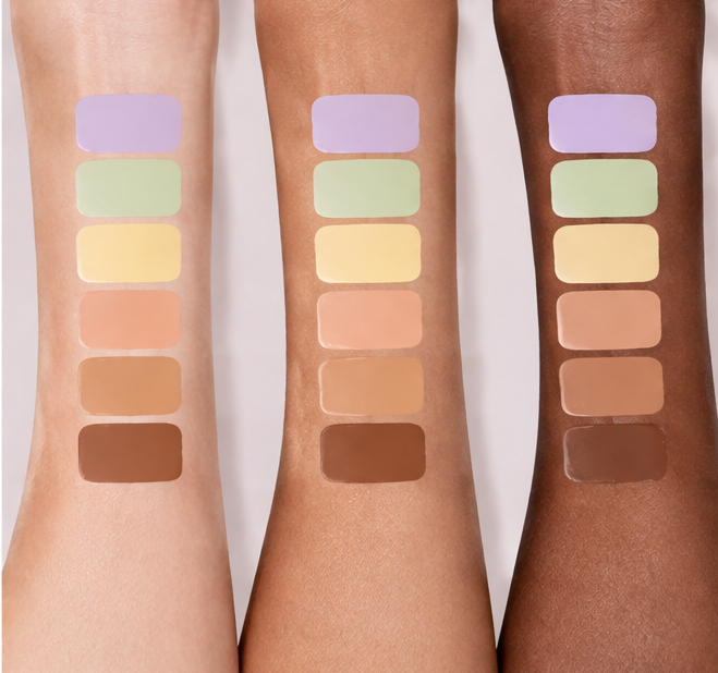 AURA SPECTRUM 6-SHADE CORRECTING PALETTE & BRUSH SET – Professional Color-Correcting & Contouring Kit, Neutralizes Redness, Dark Circles & Dullness for a Flawless Canvas