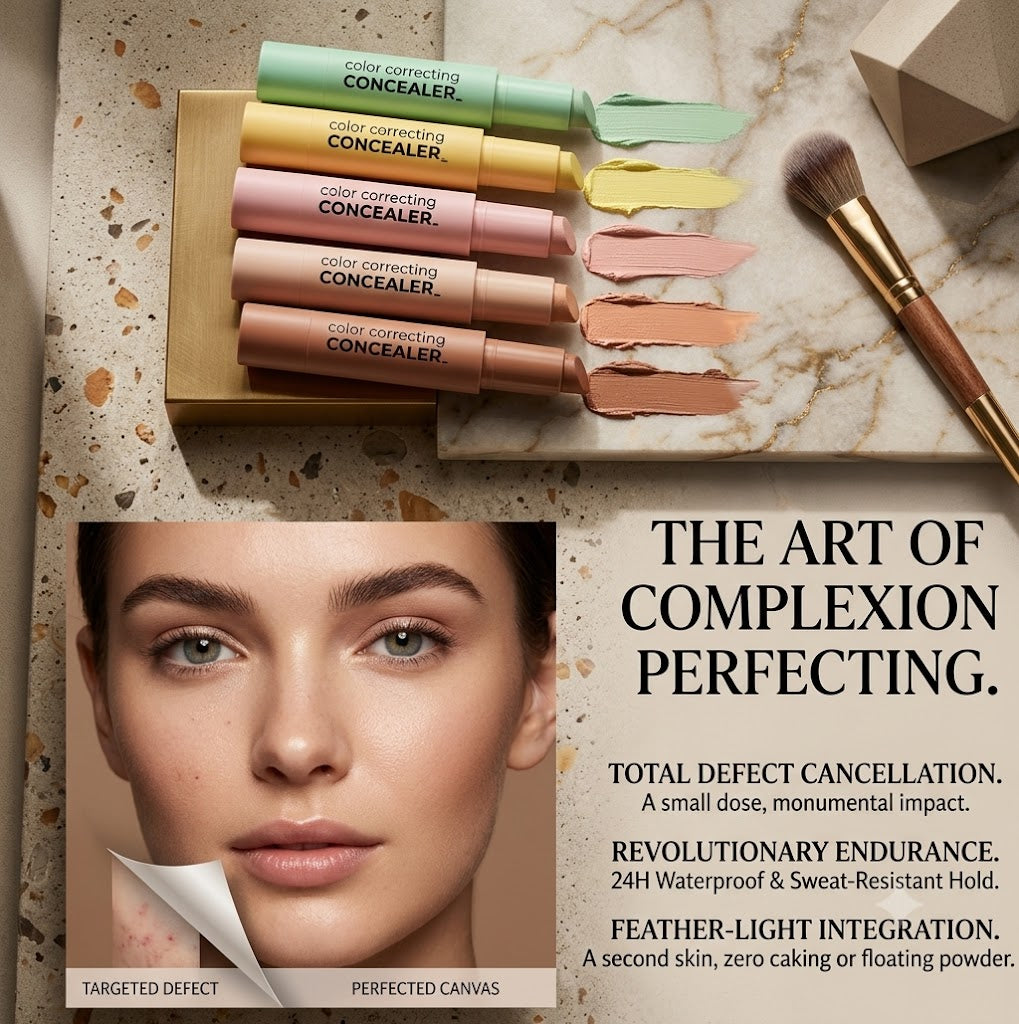 Beginner Friendly Multi-Task Concealer Contour Stick, Waterproof Sweatproof Smudge Resistant Formula, Green and Red Color Corrector Pen, Brightens Facial Features, Conceals Dark Circles and Skin Blemishes
