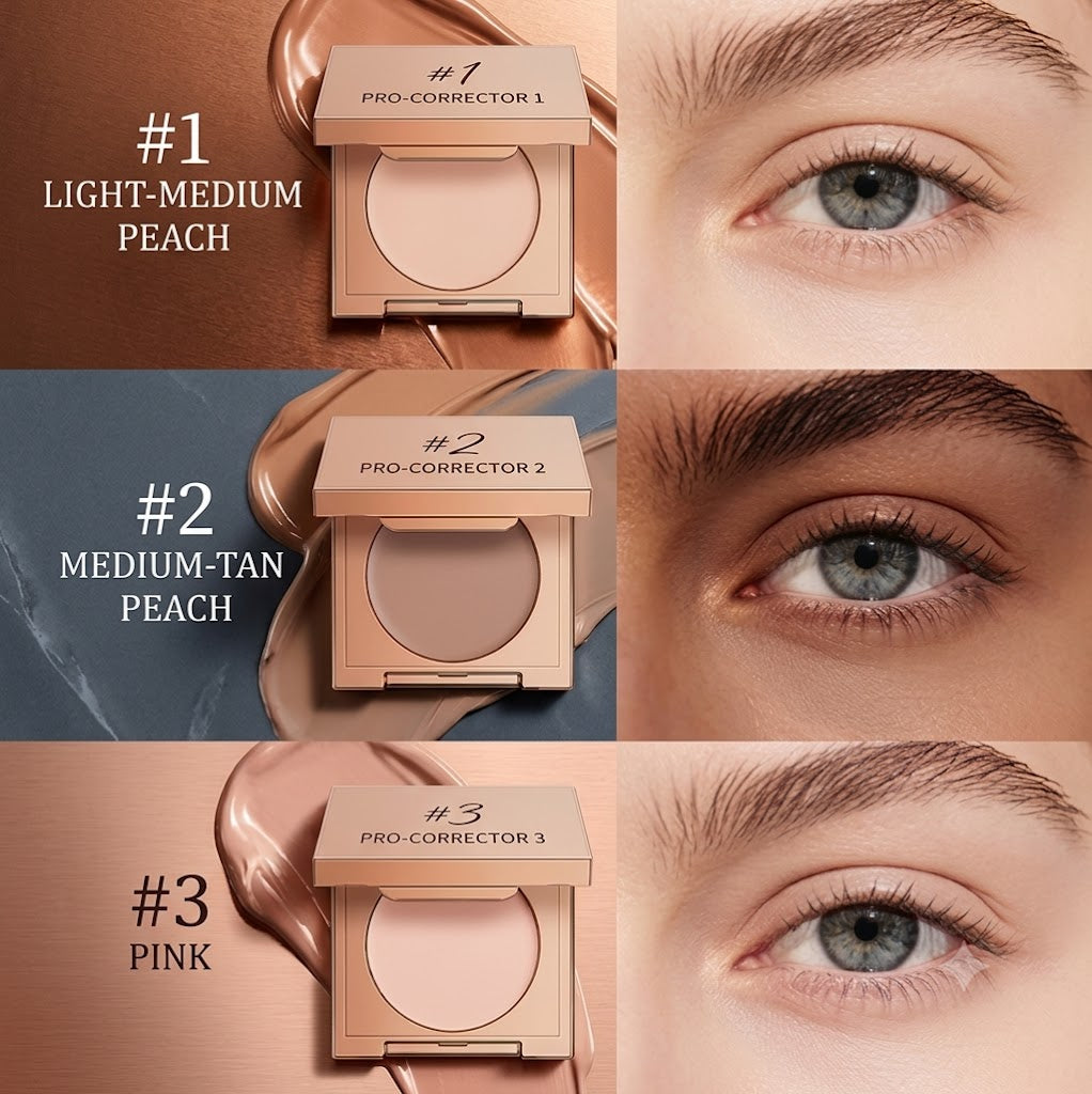 Eye Concealer with Built-in Mirror & Applicator Puff, Hydrating Smooth Texture for Long Lasting Adhesion, Brightens Under Eye Area, Covers Dark Circles & Facial Imperfections