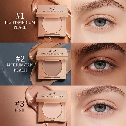 Eye Concealer with Built-in Mirror & Applicator Puff, Hydrating Smooth Texture for Long Lasting Adhesion, Brightens Under Eye Area, Covers Dark Circles & Facial Imperfections
