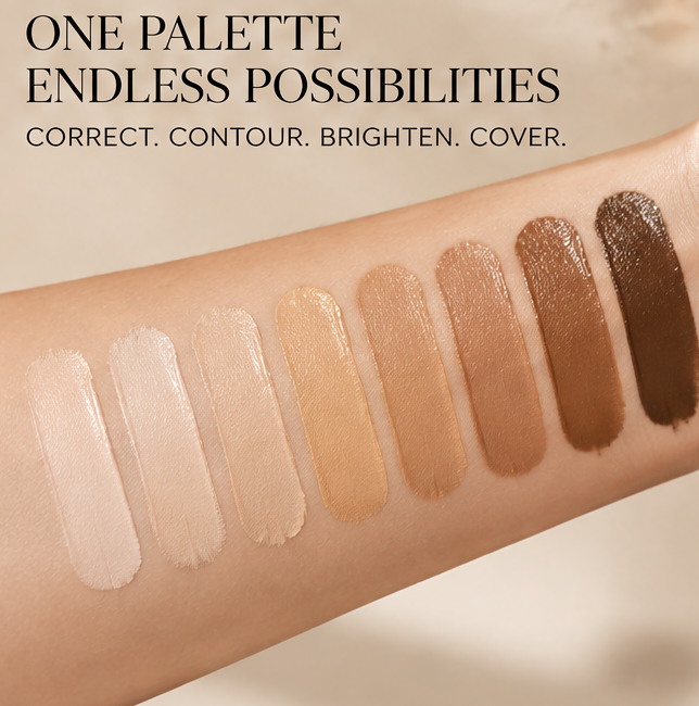 Master Concealer Palette - 8-in-1 Cream Contour & Color Correcting Palette, Full Coverage, Long-Lasting Natural Soft Matte Finish, Breathable & Lightweight Formula, Blurs Pores for All Skin Tones (8g x 8)