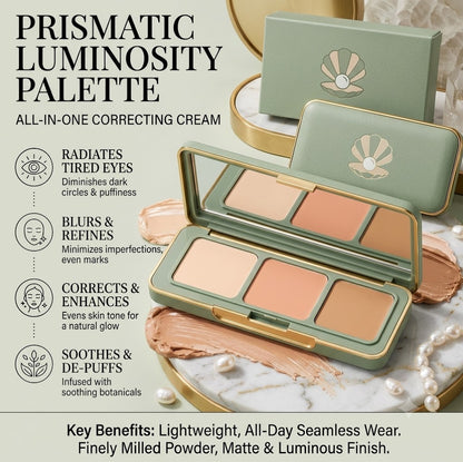 Triple Color Concealer Palette, Buildable Light & Medium Coverage, Long-Wearing Concealer Foundation, Tone Adjustment to Cover Dark Circles and Blemishes for All Skin Types