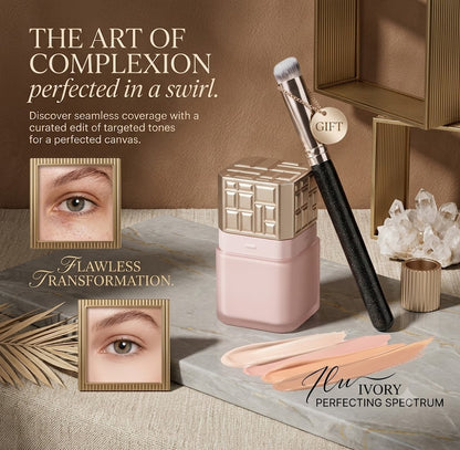 Twist-Up Concealer Cream with Integrated Brush 2 Pack, Waterproof Sweatproof Lightweight Face Concealer, Conceal Dark Circles, Blemishes and Lip Dullness for Light & Medium Skin, Ideal Festival & Valentine Gift